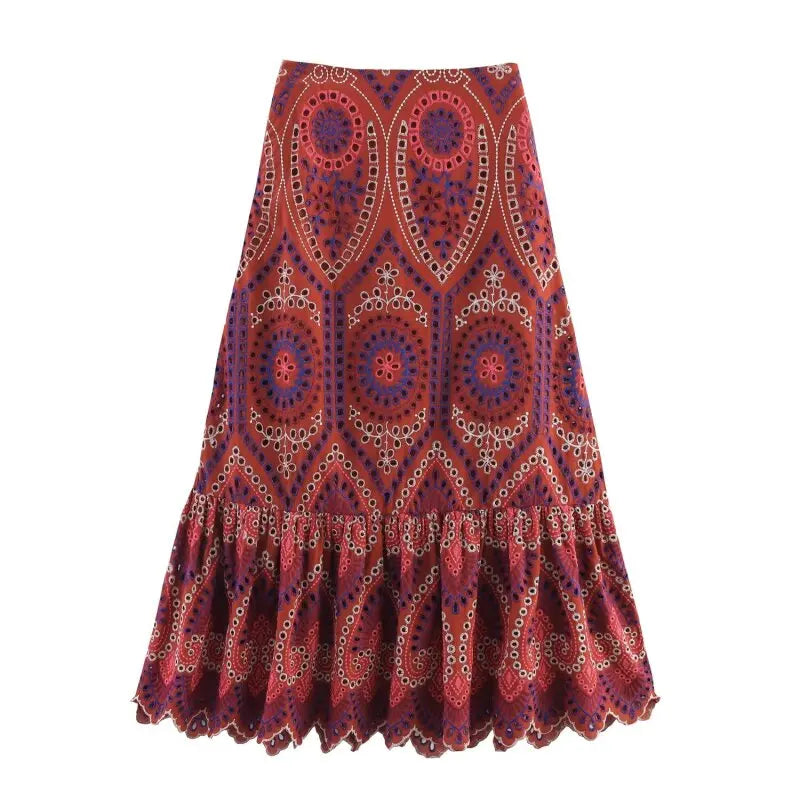 Women’s Summer Exotic Style Sleeveless Set Symmetric Pattern Ruffle Top Matching Pleated Skirt Comfortable Outfit Limited Stock