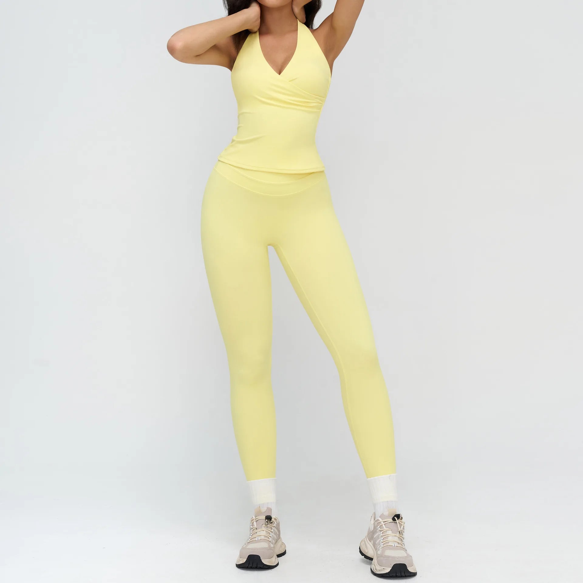 2PCS Yoga Set Women Tracksuit Athletic Wear Gym Clothing Fitness Outfits Workout Set Sportswear High Waist Leggings Sports Suits