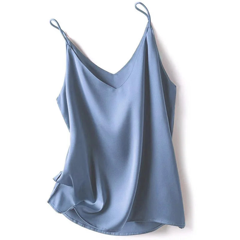 2024 Summer Camisole Slim Vest Sexy Women Sleeveless V-Neck Gray Tee Tank Tops Female Solid Black/White Korean Crop Tops Y2k